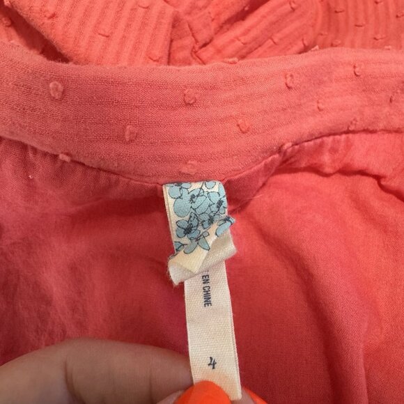 Vtg Y2K Maeve Anthropologie Dress 4 Swiss Dot Crochet Pink Orange Retro Pinup - Picture 10 of 12